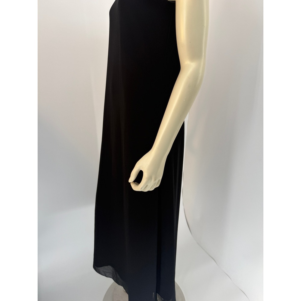Molly Malloy Evening Black‎ Sleeveless Maxi Dress Scoop Neck Sheer Overlay Sz 10 - Picture 6 of 12